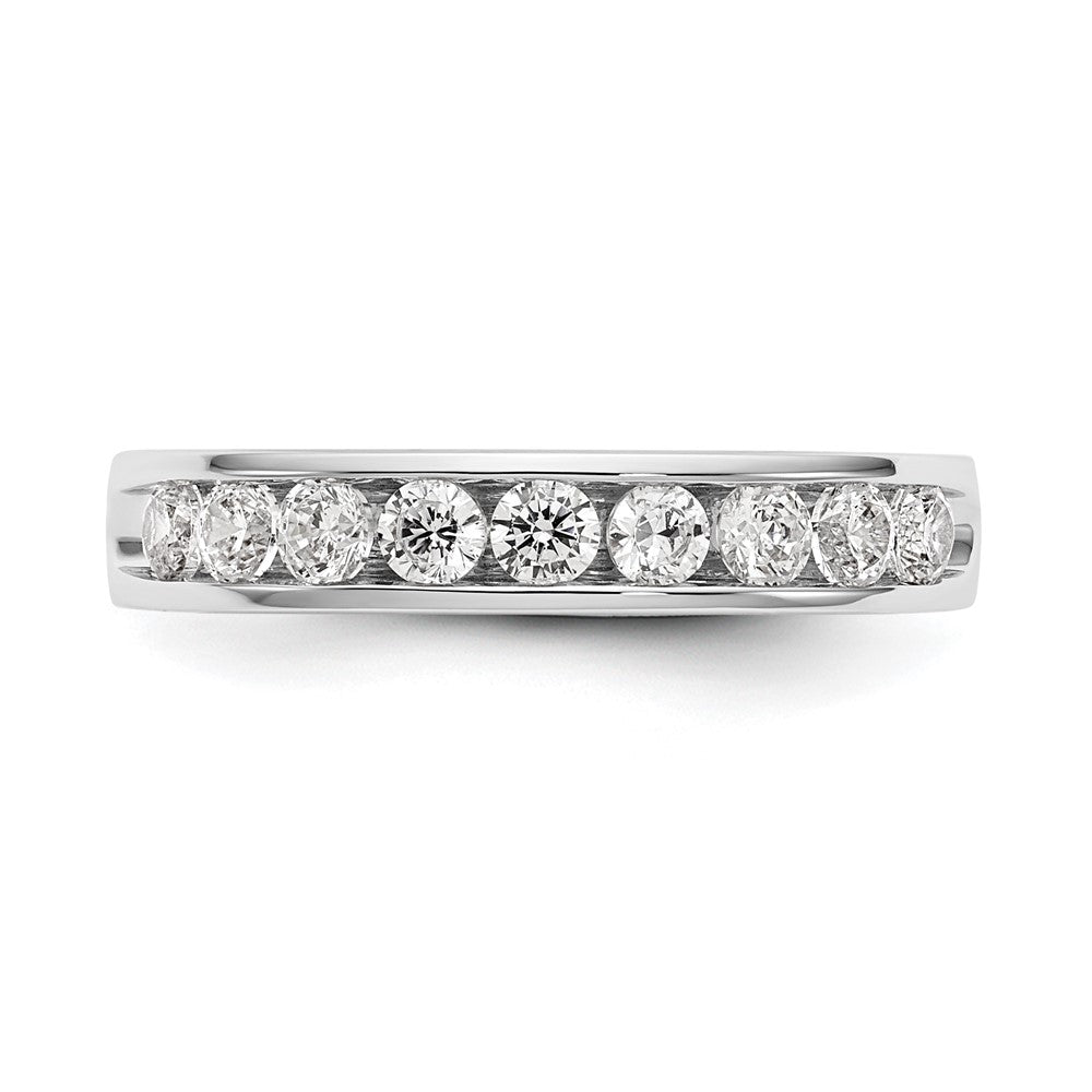 0.71ct. CZ Solid Real 14K White Gold 9-Stone Channel Wedding Band Ring
