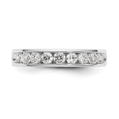 0.71ct. CZ Solid Real 14K White Gold 9-Stone Channel Wedding Band Ring