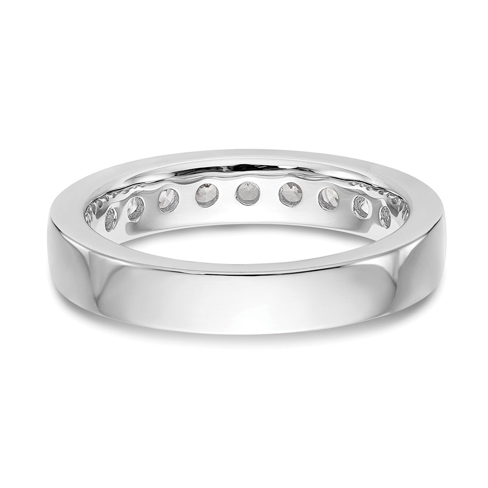 0.71ct. CZ Solid Real 14K White Gold 9-Stone Channel Wedding Band Ring