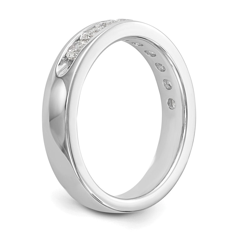 0.71ct. CZ Solid Real 14K White Gold 9-Stone Channel Wedding Band Ring