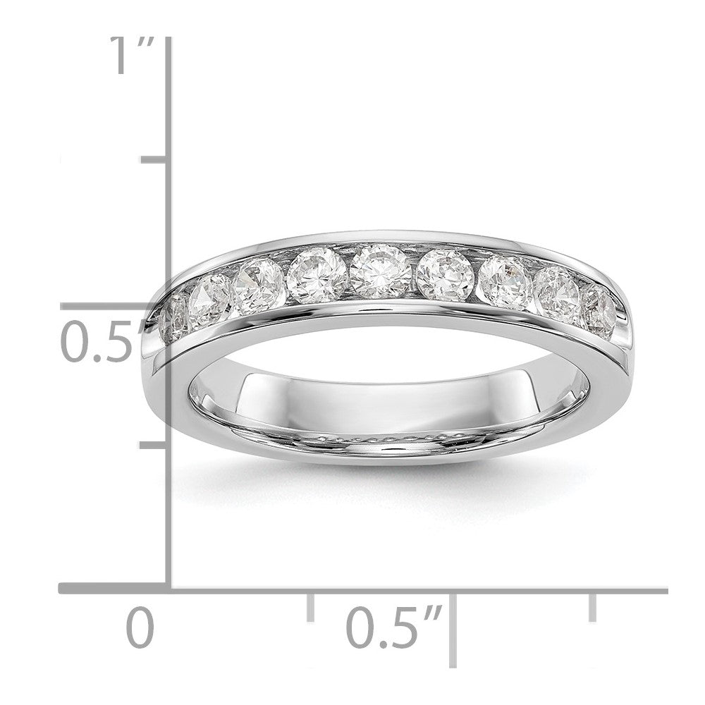 0.71ct. CZ Solid Real 14K White Gold 9-Stone Channel Wedding Band Ring