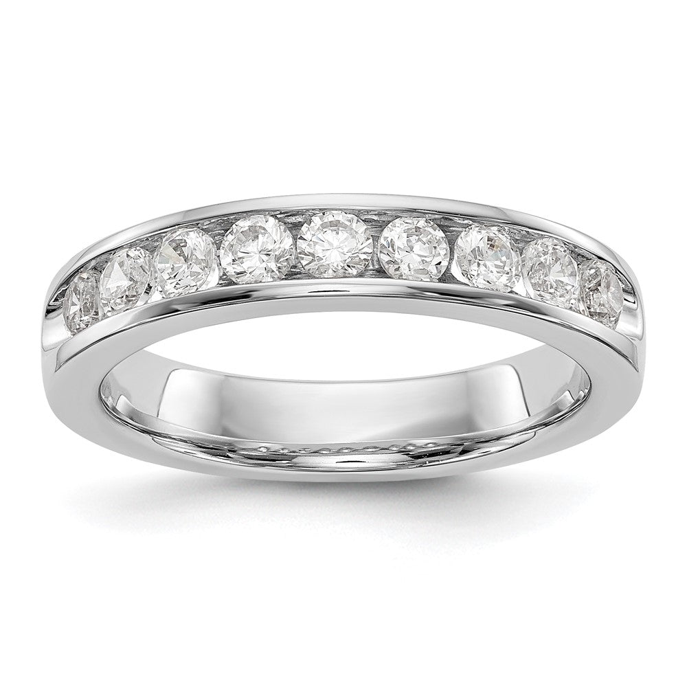 0.71ct. CZ Solid Real 14K White Gold 9-Stone Channel Wedding Band Ring