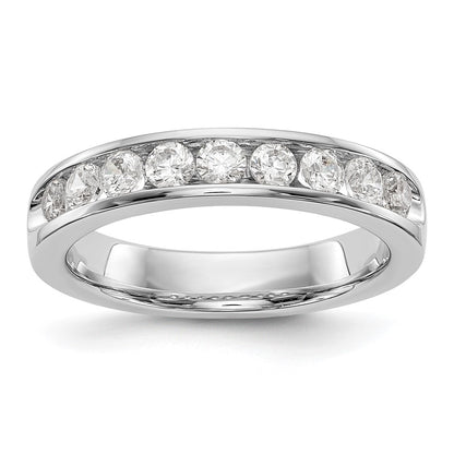 0.71ct. CZ Solid Real 14K White Gold 9-Stone Channel Wedding Band Ring