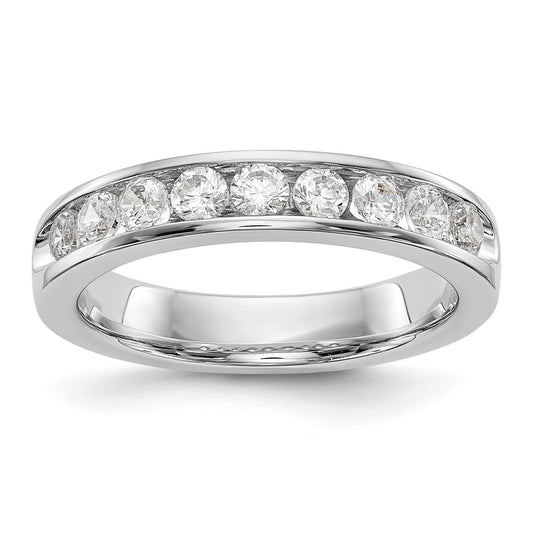 0.71ct. CZ Solid Real 14K White Gold 9-Stone Channel Wedding Band Ring