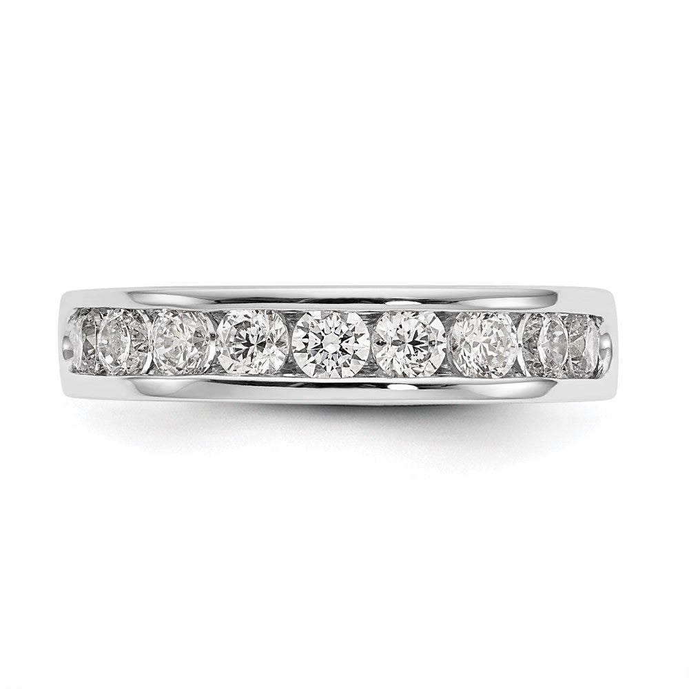 0.93ct. CZ Solid Real 14K White Gold 9-3mm Stone Channel Wedding Band Ring