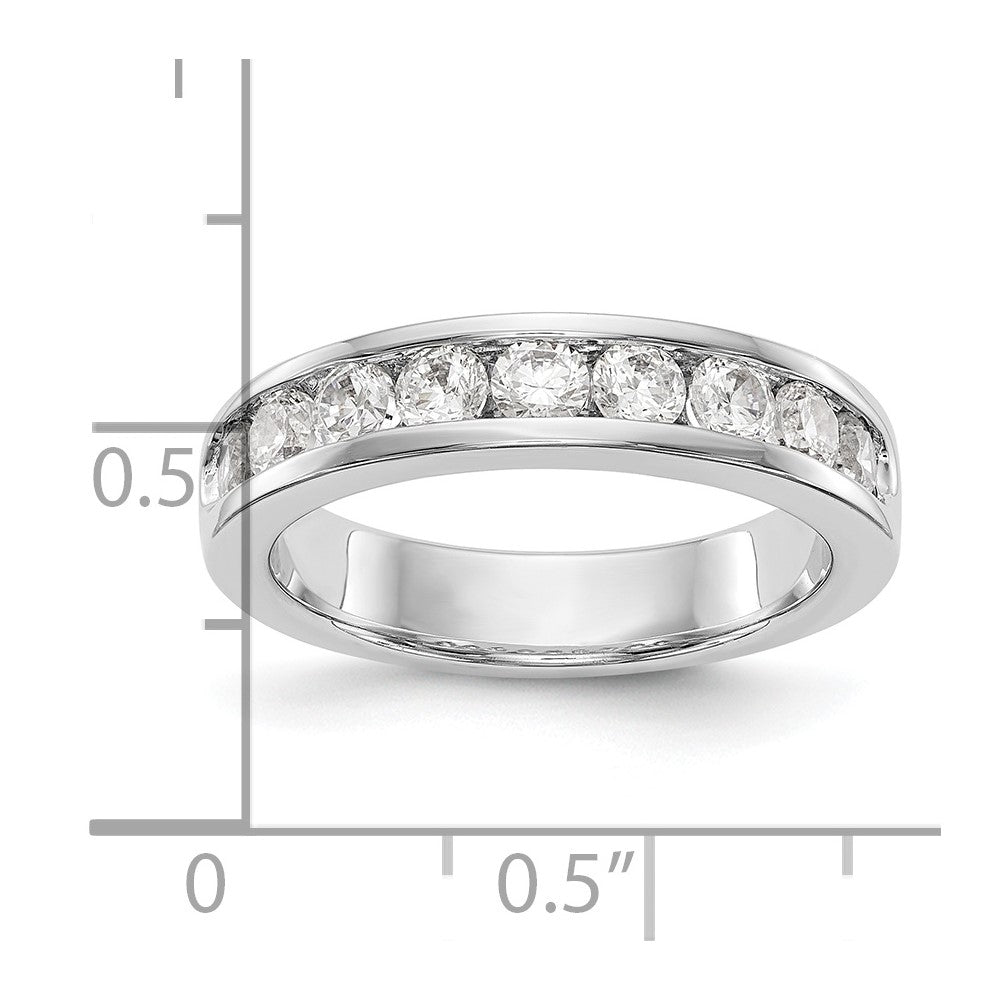 0.93ct. CZ Solid Real 14K White Gold 9-3mm Stone Channel Wedding Band Ring