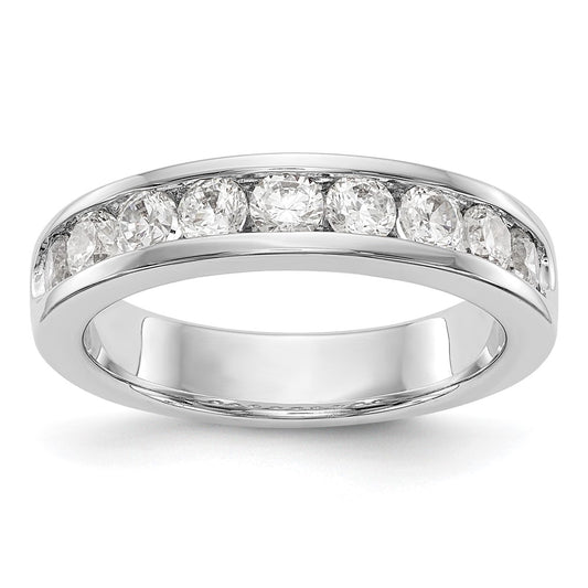 14k White Gold 9-Stone 7/8 carat Round Diamond Complete Channel Band
