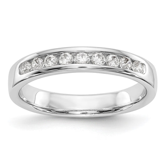 0.25ct. CZ Solid Real 14K White Gold 9-Stone Channel Wedding Band Ring