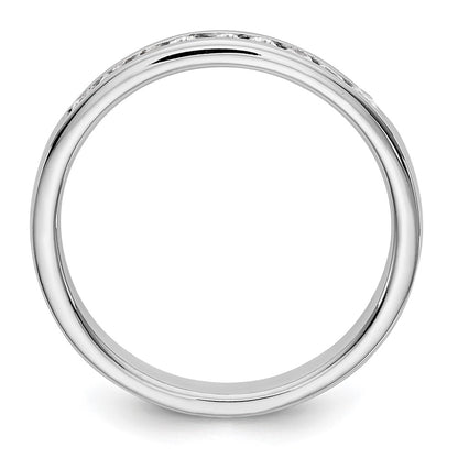 14k White Gold 9-Stone 1/3 carat Round Diamond Complete Channel Band