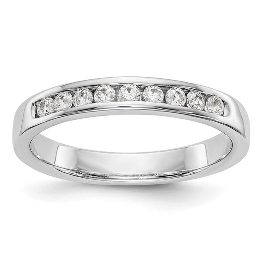 14k White Gold 9-Stone 1/3 carat Round Diamond Complete Channel Band