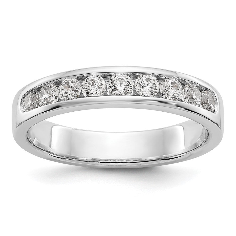 0.47ct. CZ Solid Real 14K White Gold 9-Stone Channel Wedding Band Ring