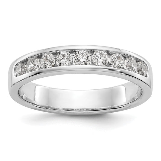 0.47ct. CZ Solid Real 14K White Gold 9-2.4mm Stone Channel Wedding Band Ring