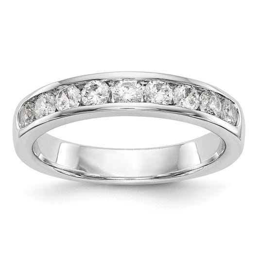 0.71ct. CZ Solid Real 14K White Gold 9-Stone Channel Wedding Band Ring