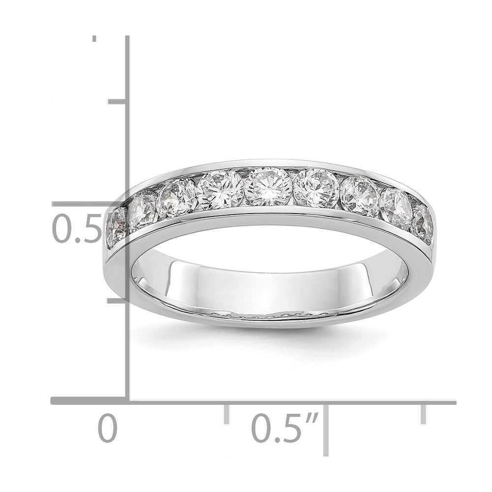 0.93ct. CZ Solid Real 14K White Gold 9-3mm Stone Channel Wedding Band Ring