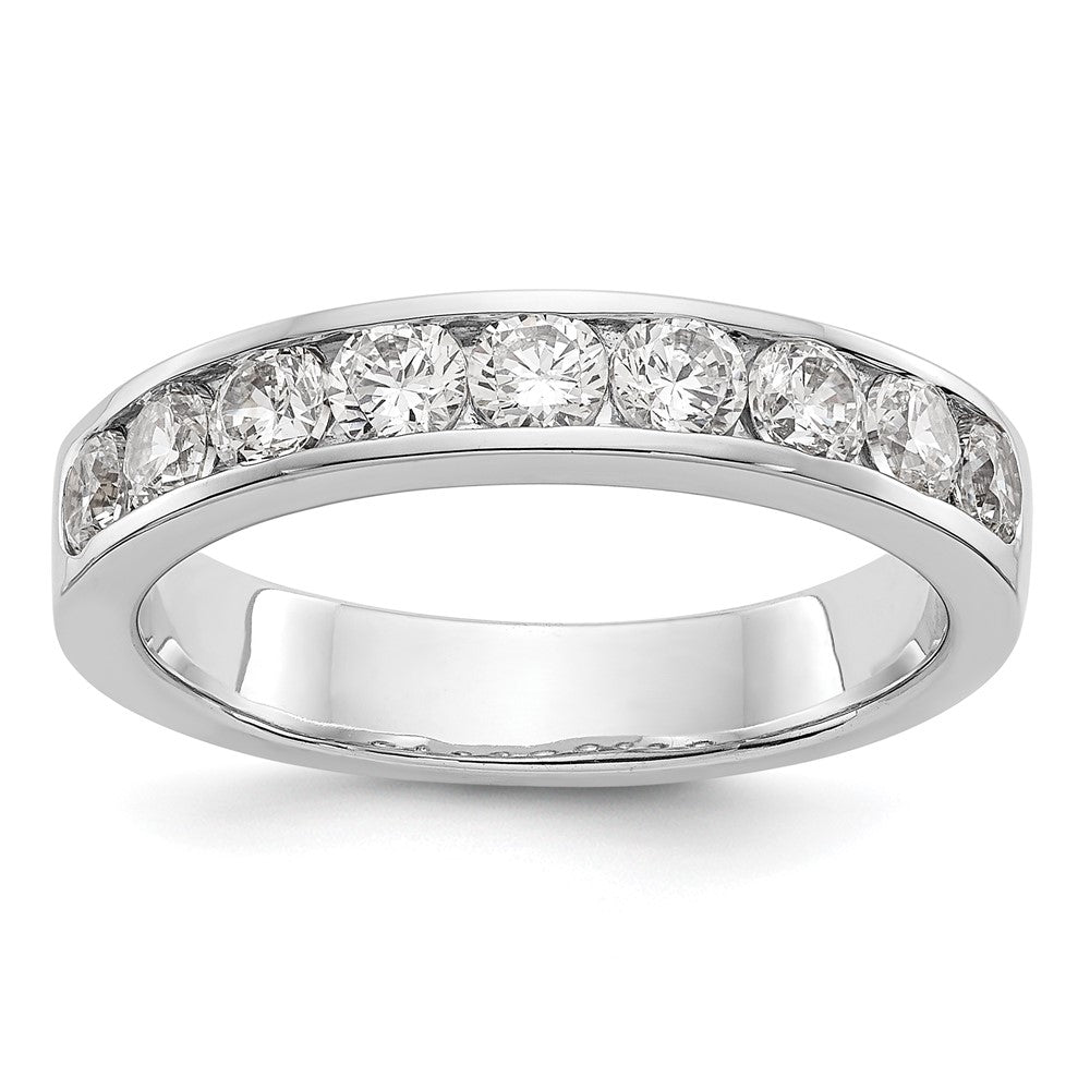 0.93ct. CZ Solid Real 14K White Gold 9-3mm Stone Channel Wedding Band Ring