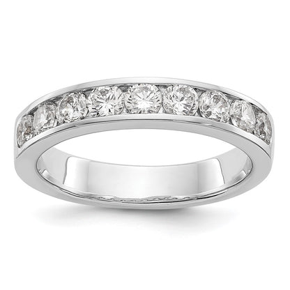 0.93ct. CZ Solid Real 14K White Gold 9-3mm Stone Channel Wedding Band Ring