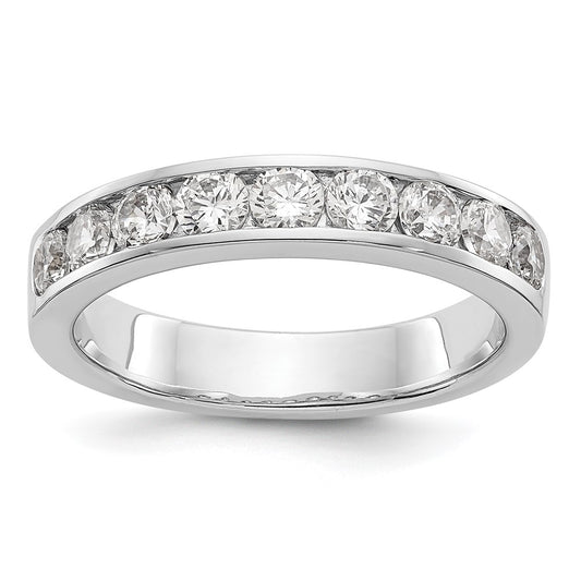 0.93ct. CZ Solid Real 14K White Gold 9-Stone Channel Wedding Band Ring