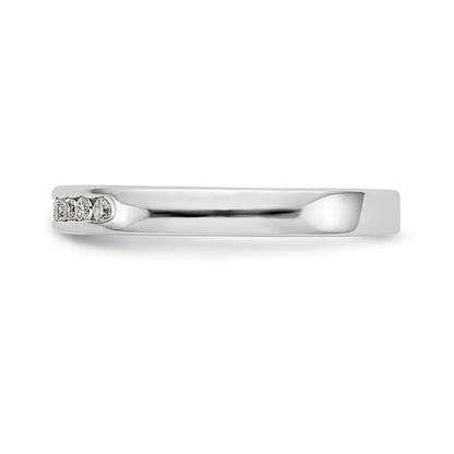 0.15ct. CZ Solid Real 14K White Gold 9-Stone Channel Wedding Band Ring