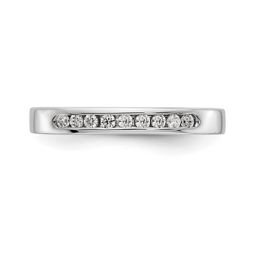 0.15ct. CZ Solid Real 14K White Gold 9-Stone Channel Wedding Band Ring