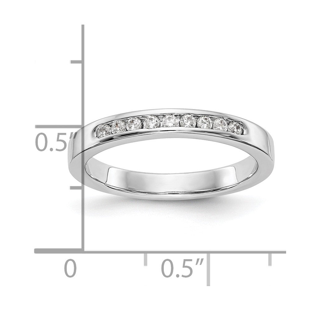 0.15ct. CZ Solid Real 14K White Gold 9-Stone Channel Wedding Band Ring