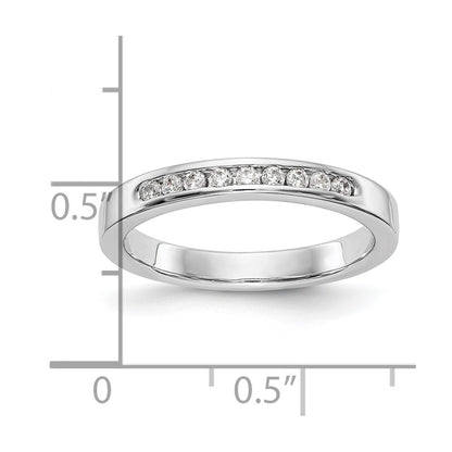 0.15ct. CZ Solid Real 14K White Gold 9-Stone Channel Wedding Band Ring