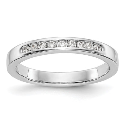 0.15ct. CZ Solid Real 14K White Gold 9-Stone Channel Wedding Band Ring