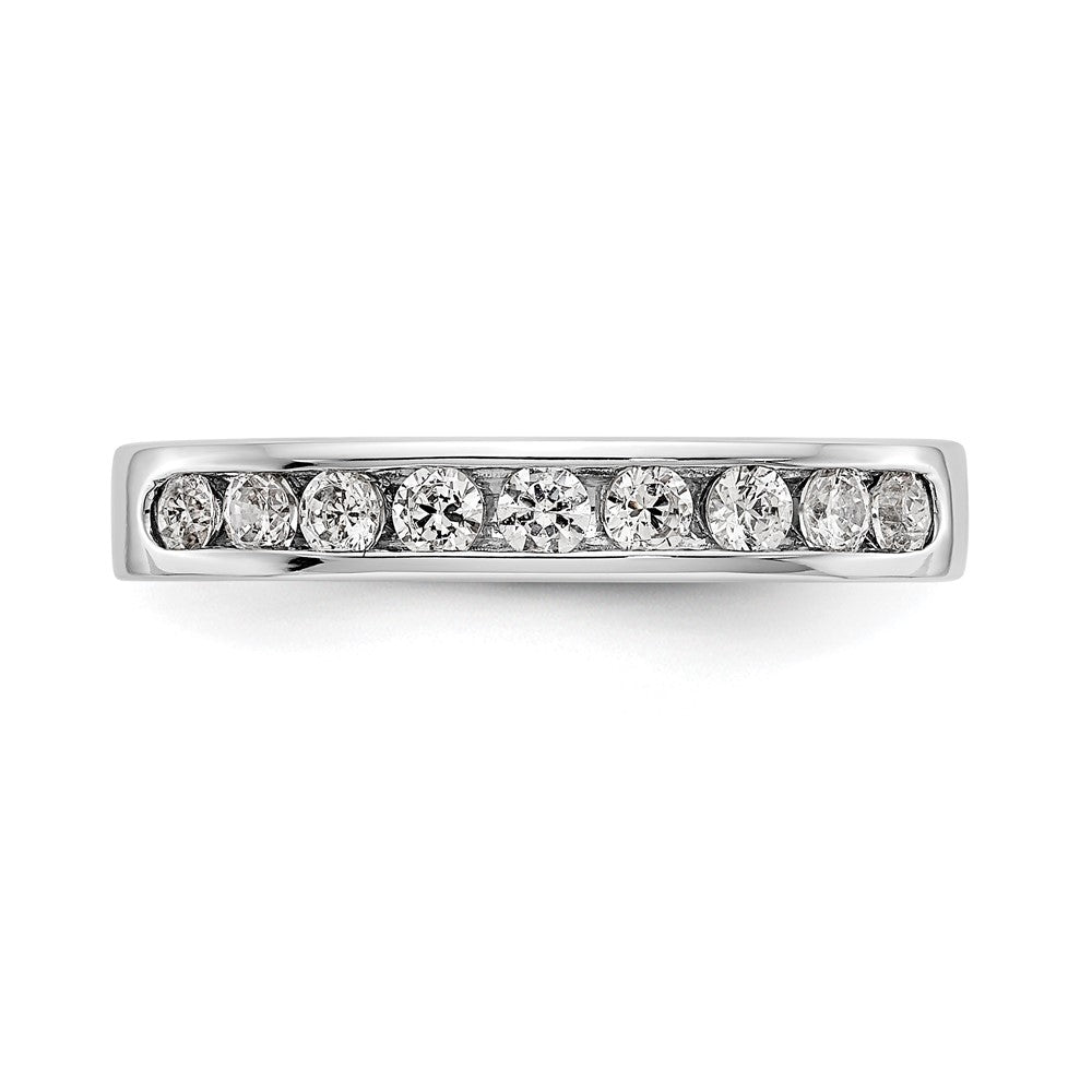 0.45ct. CZ Solid Real 14K White Gold 9-Stone Channel Wedding Band Ring