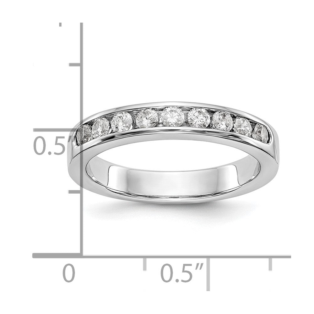 0.45ct. CZ Solid Real 14K White Gold 9-Stone Channel Wedding Band Ring