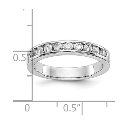 0.45ct. CZ Solid Real 14K White Gold 9-Stone Channel Wedding Band Ring
