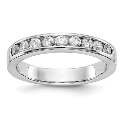 0.45ct. CZ Solid Real 14K White Gold 9-Stone Channel Wedding Band Ring