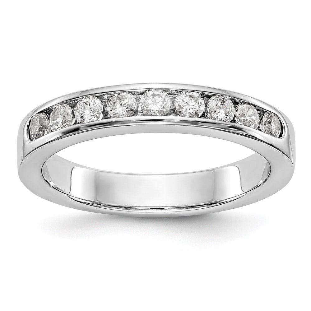 0.45ct. CZ Solid Real 14K White Gold 9-2.3mm Stone  Channel Wedding Band Ring