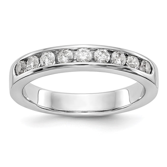 0.45ct. CZ Solid Real 14K White Gold 9-2.3mm Stone  Channel Wedding Band Ring