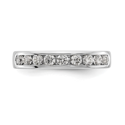 0.53ct. CZ Solid Real 14K White Gold 9-2.5mm Stone Channel Wedding Band Ring