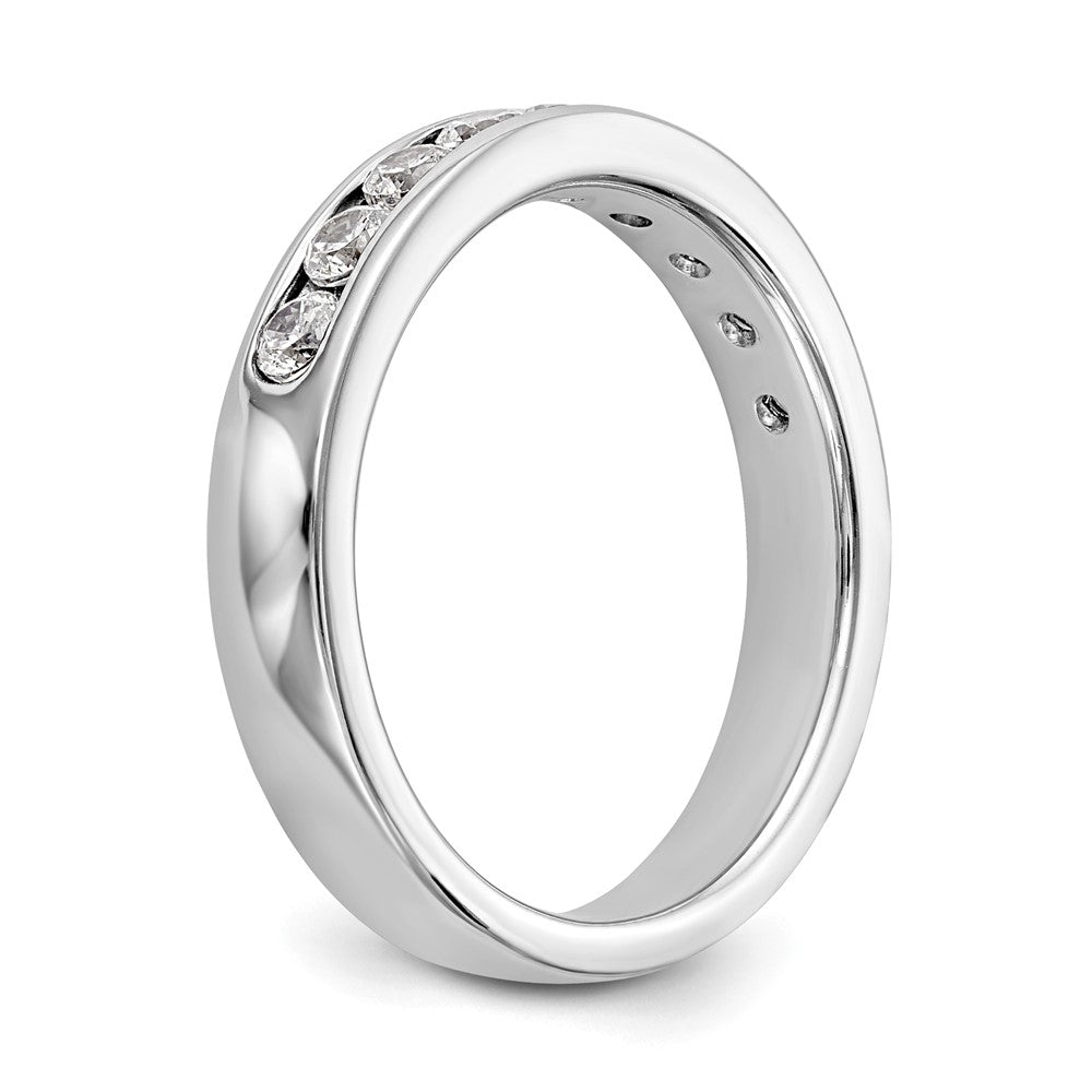 0.53ct. CZ Solid Real 14K White Gold 9-Stone Channel Wedding Band Ring