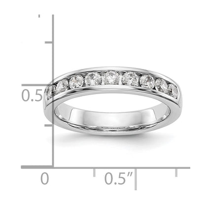0.53ct. CZ Solid Real 14K White Gold 9-2.5mm Stone Channel Wedding Band Ring