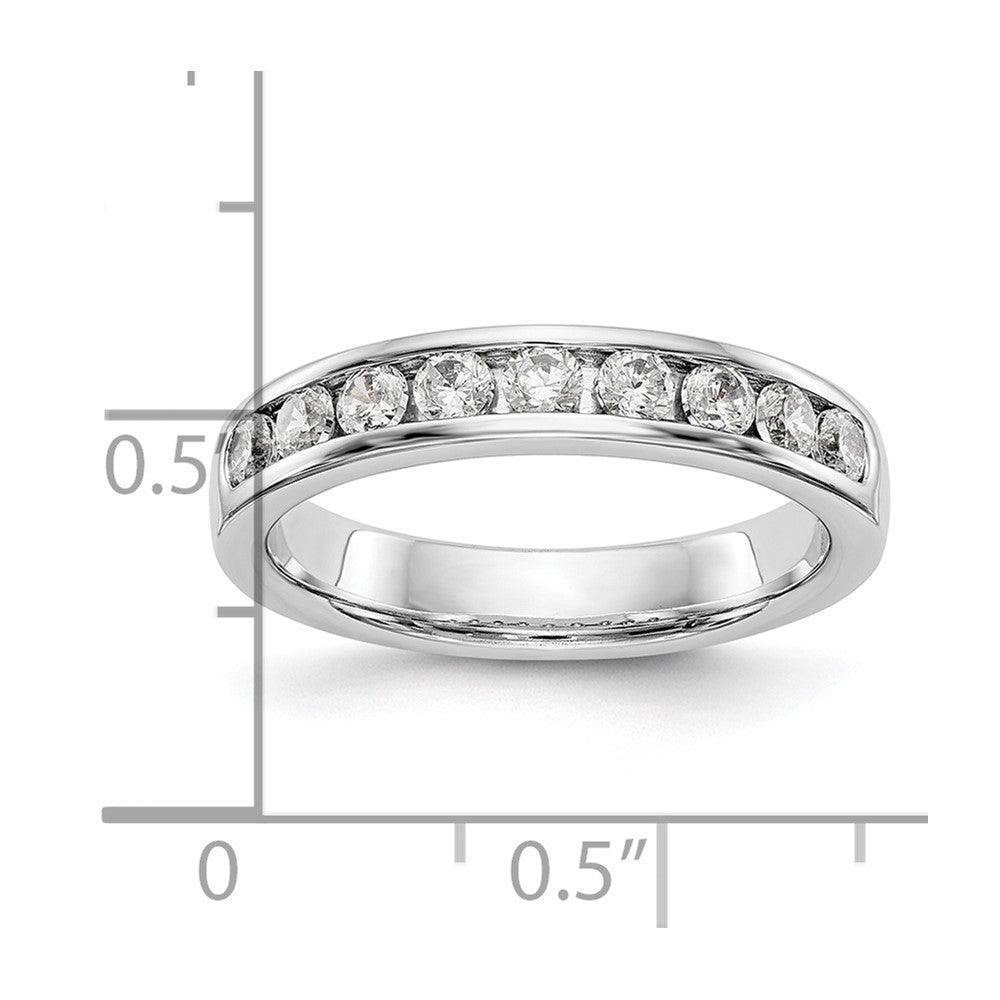 0.53ct. CZ Solid Real 14K White Gold 9-Stone Channel Wedding Band Ring