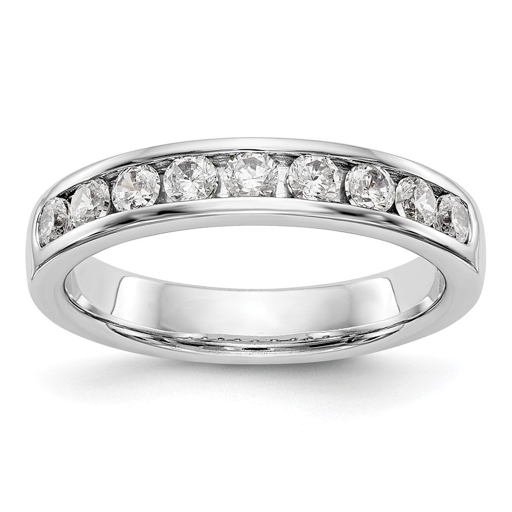 0.53ct. CZ Solid Real 14K White Gold 9-Stone Channel Wedding Band Ring