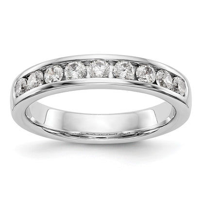 0.53ct. CZ Solid Real 14K White Gold 9-Stone Channel Wedding Band Ring