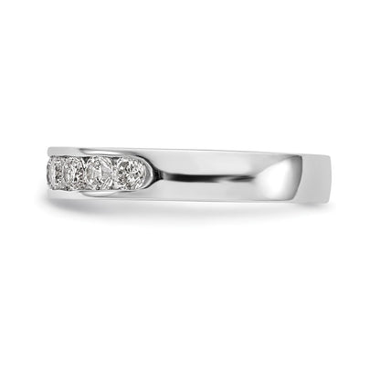 0.71ct. CZ Solid Real 14K White Gold 9-Stone Channel Wedding Band Ring