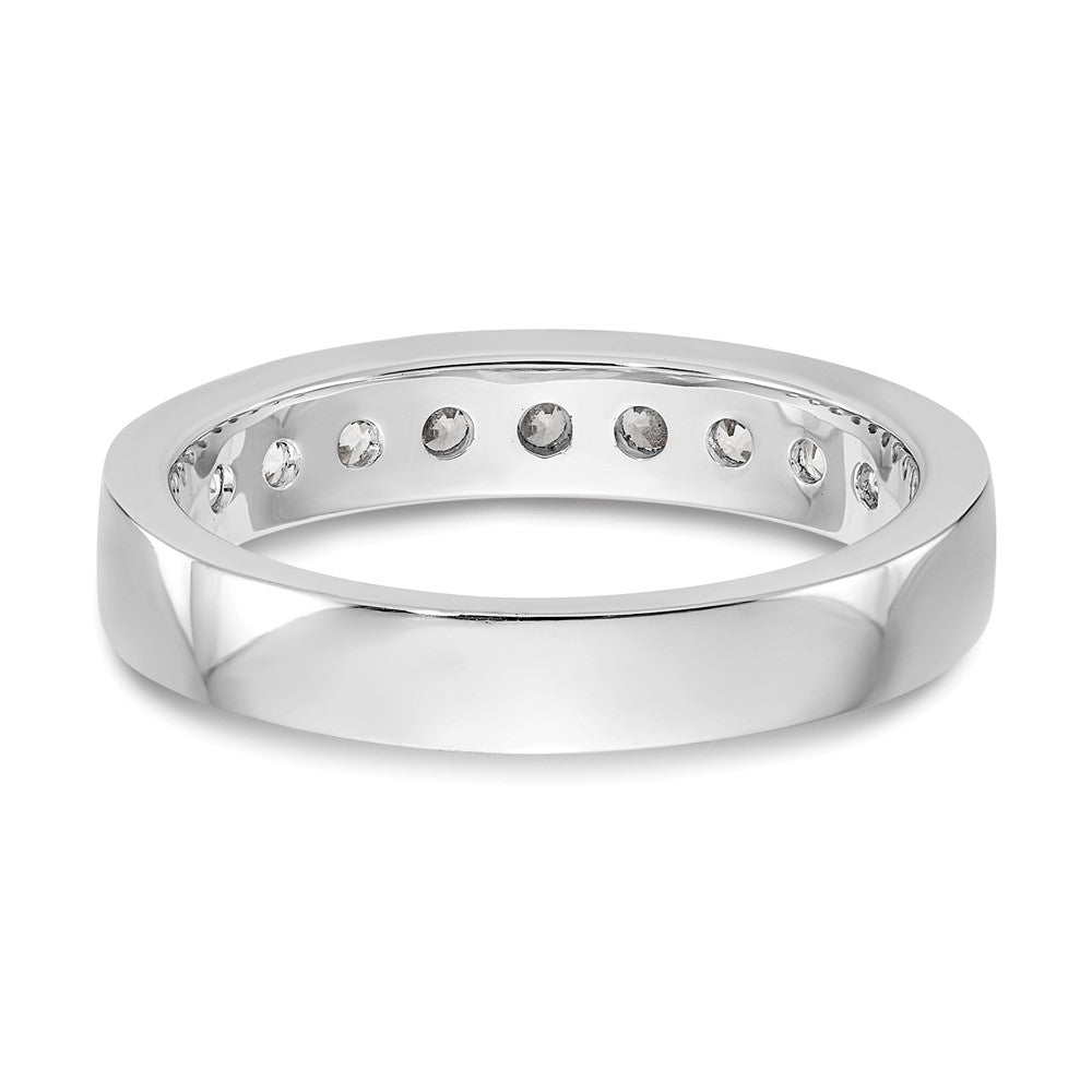 0.71ct. CZ Solid Real 14K White Gold 9-Stone Channel Wedding Band Ring