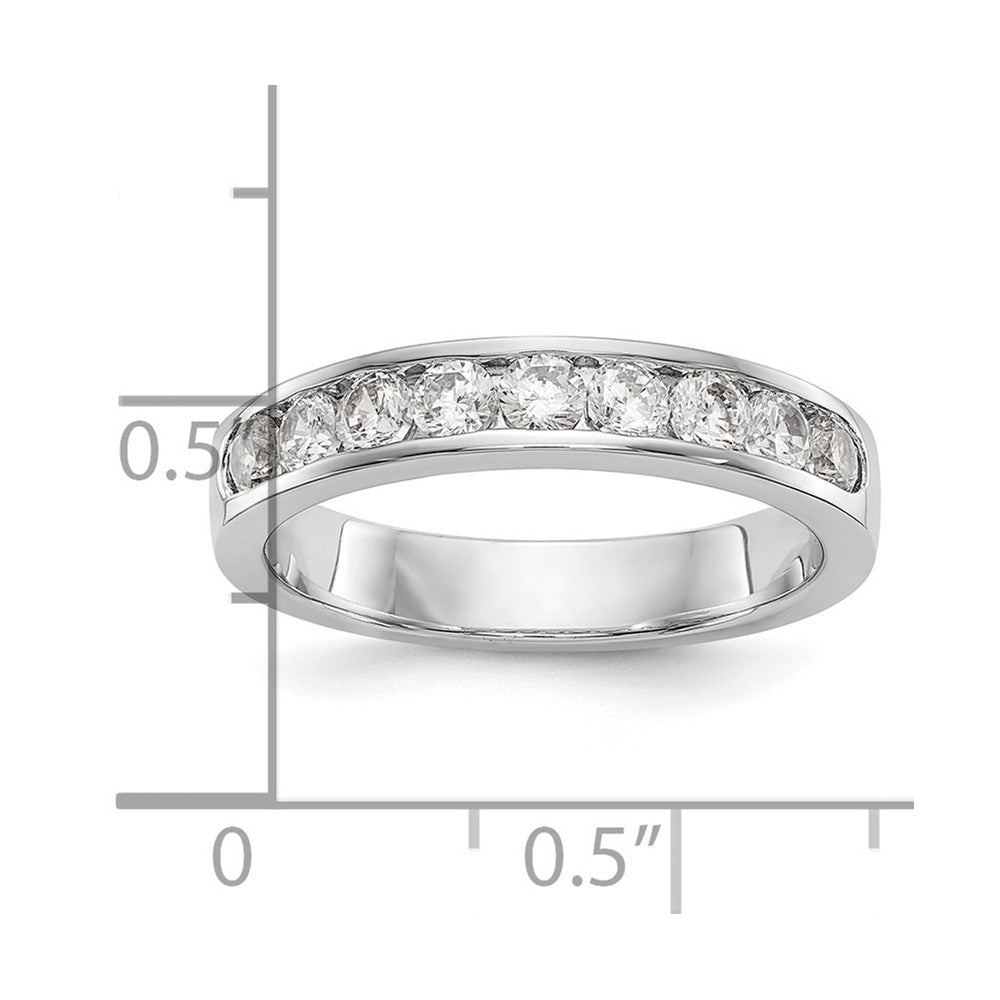 0.71ct. CZ Solid Real 14K White Gold 9-Stone Channel Wedding Band Ring