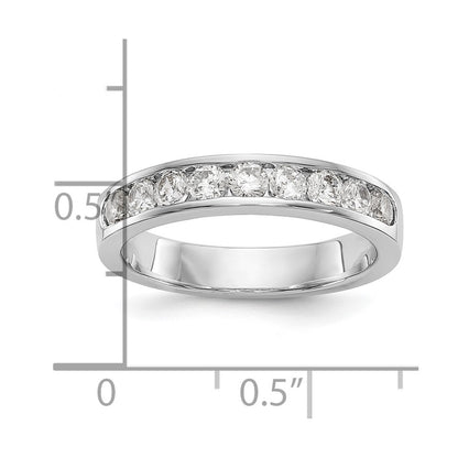 0.71ct. CZ Solid Real 14K White Gold 9-Stone Channel Wedding Band Ring