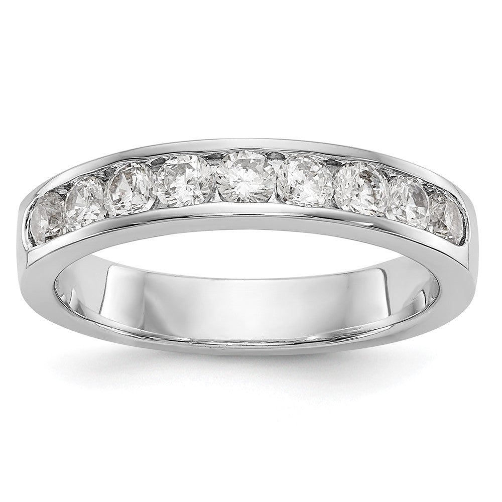 0.71ct. CZ Solid Real 14K White Gold 9-Stone Channel Wedding Band Ring