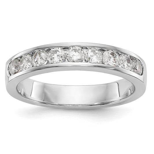 0.71ct. CZ Solid Real 14K White Gold 9-Stone Channel Wedding Band Ring