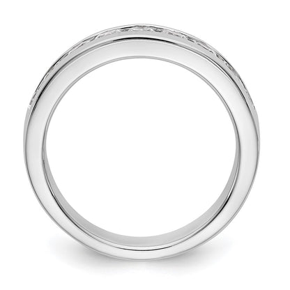 0.84ct. CZ Solid Real 14K White Gold 9-Stone Channel Wedding Band Ring