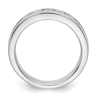 0.84ct. CZ Solid Real 14K White Gold 9-Stone Channel Wedding Band Ring