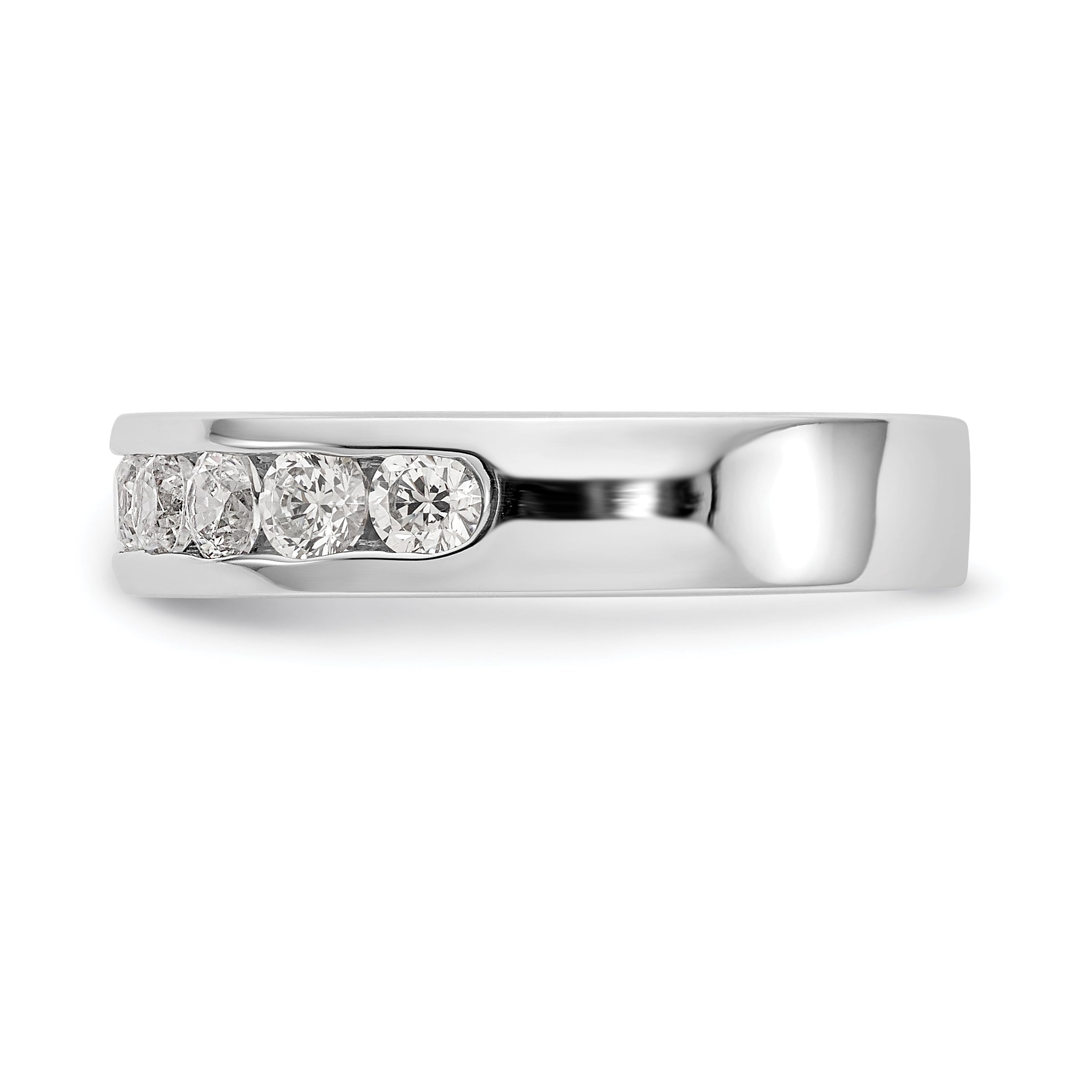 0.84ct. CZ Solid Real 14K White Gold 9-Stone Channel Wedding Band Ring