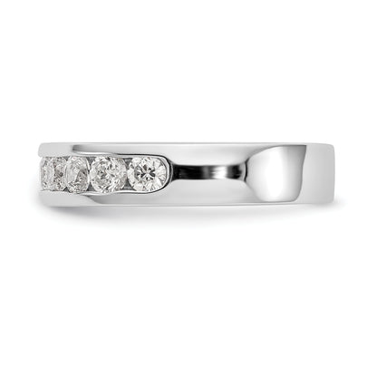0.84ct. CZ Solid Real 14K White Gold 9-Stone Channel Wedding Band Ring