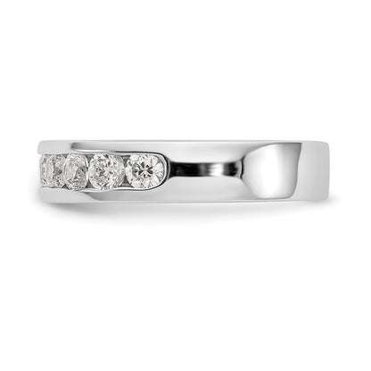 0.84ct. CZ Solid Real 14K White Gold 9-Stone Channel Wedding Band Ring