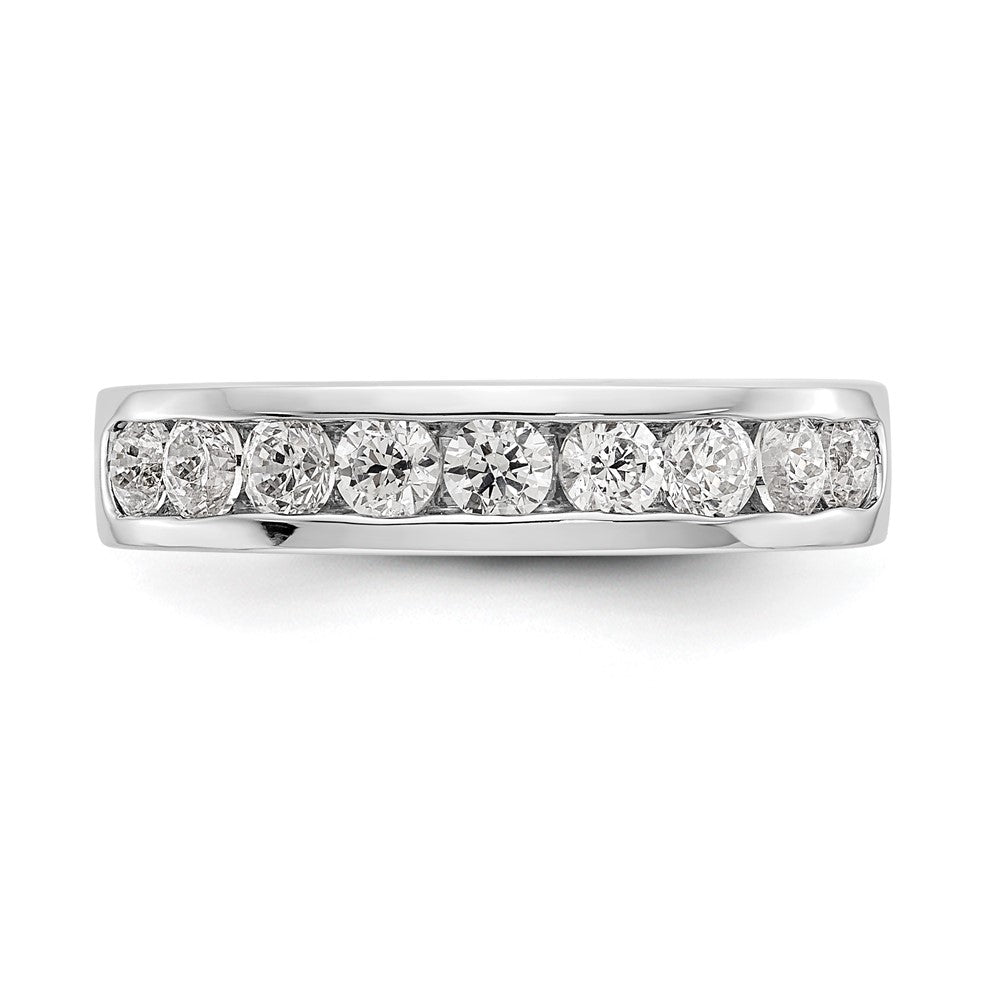 0.84ct. CZ Solid Real 14K White Gold 9-Stone Channel Wedding Band Ring